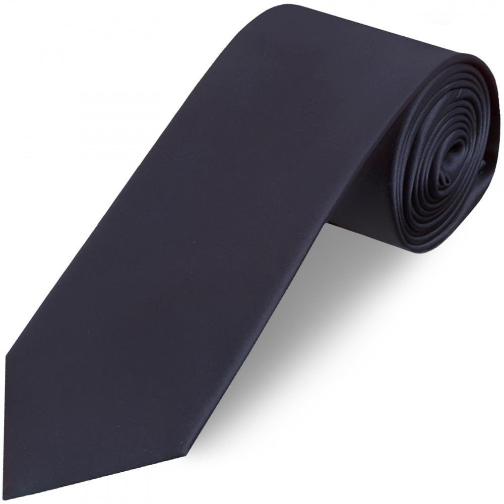 Ties R Us Men's Navy Satin Classic Plain Tie