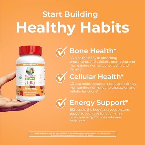 MaryRuth Organics's Vitamin D3 B12 Gummies | USDA Organic | 2 Month Supply | Vitamin D & B12 Vitamin Supplements for Adults & Kids | Bone Health | Healthy Energy Levels | Non-GMO | 60 Servings - Image 6