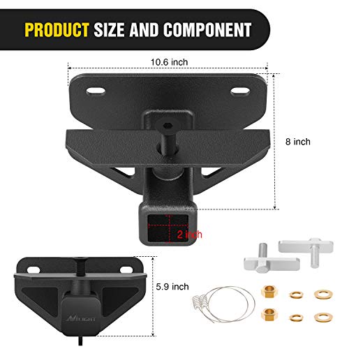 Image of Nilight 2 Inch Rear Trailer Hitch Receiver Class 3 Tow Towing Hitch & Cover Kit, Fits for 2003-2018 Dodge Ram 1500 & 2003-2013 Ram 2500 /3500, Tow Combo (Hitch Cover Included)