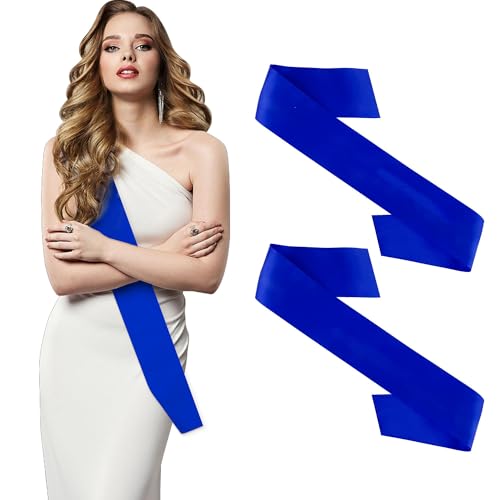 2 Piezas de Cinta de Satén Azul Liso - Banda de Tela de para Personalizar, Ideal para DIY, Bodas, Cumpleaños, Graduación y Desfiles