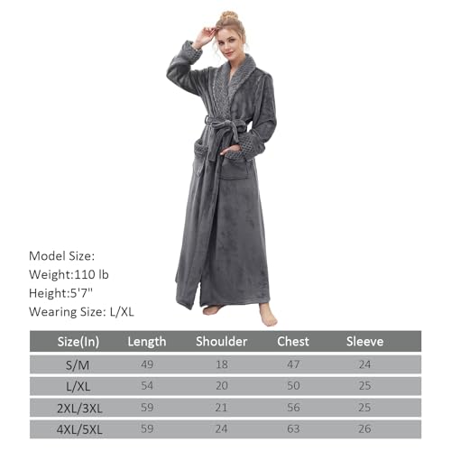 Image of Hellomamma Long Bath Robe for Womens Plush Soft Fleece Bathrobes Nightgown Ladies Pajamas Sleepwear Housecoat