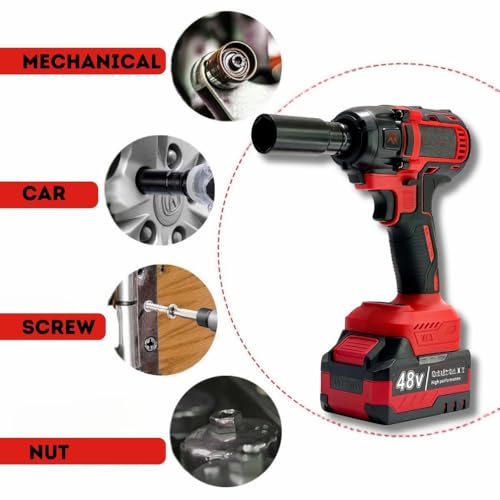 Image of STARQ 4-in-1 Cordless Impact Wrench /Driver Drill 48V, 850Nm Torque, 2x5.0Ah Li-ion Batteries, Variable Speed, LED Light | 30-Piece Kit of Sockets & Bits, Fast Charger & Carry Case.