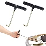 LOIUO 2 Pack Trampoline Spring Pull Tool, Trampoline Parts and Accessories, Stainless Steel T-Hook Spring Puller with Plastic Handle for Safe Installation, Shoe Lace Tightner