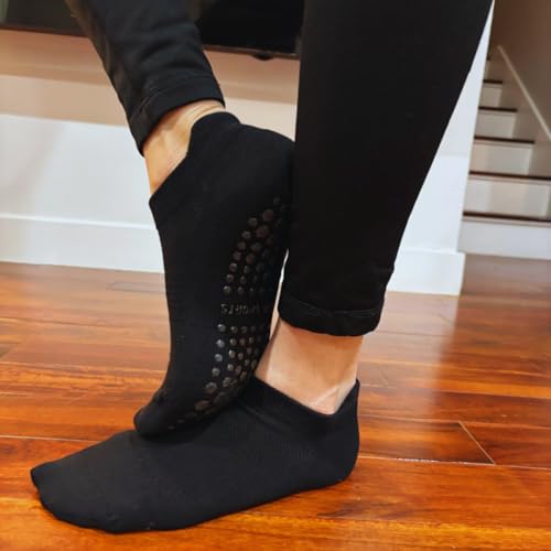 Image of Yoga Socks 4 Pairs /Non-Slip Grip Socks,Barre, Dance, Trampoline, Hospital,Breathable Cotton, Moisture-Wicking