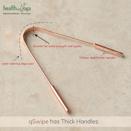 Image of HealthAndYoga Pure Copper Tongue Cleaner | Ayurvedic Tongue Scraper for Adults | Natural Oral Care for Bad Breath | qSwipe | Pack of 1