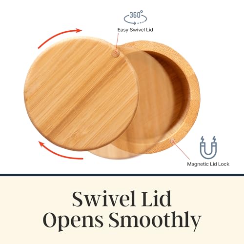 Totally Bamboo Salt Cellar with Swivel Lid – Bamboo Spice Box Storage Container for Kitchen Countertop with Magnetic Closure – Ideal for Sea Salt, Spices and Herbs