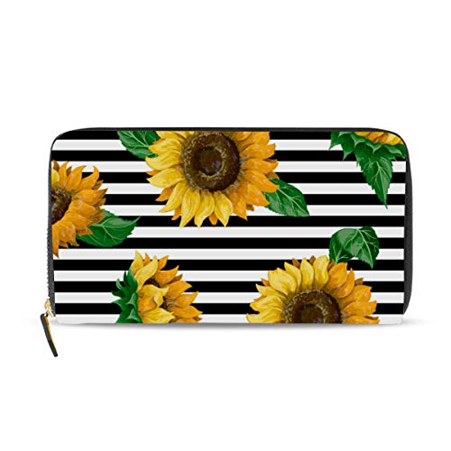 Portefeuille cuir tournesol grand format pour organiser cartes et billets