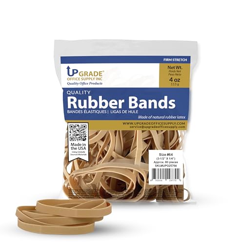 Upgrade Office Supply Upg25764 Rubber Bands, Size 64 (3-1/2 X 1/4), 80 Bands, 1/4 Lb, Usa