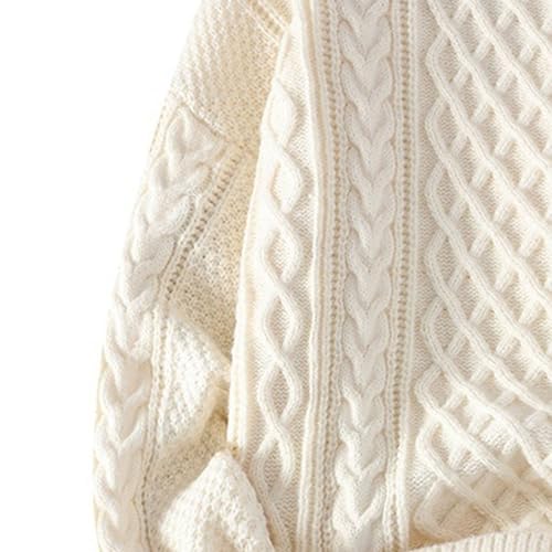 Men's Thick Patchwork Sweaters Loose Fit Crewneck Color Block Cable Knit Pullovers Long Sleeve Jumper Tops3