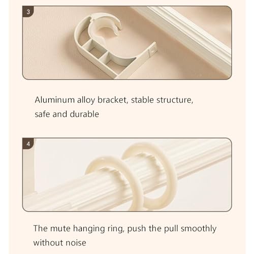 Tringles à rideaux robustes en aluminium double rangée blanche - 6