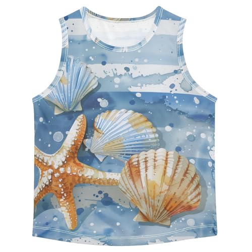 susiyo Summer Seashell Starfish Boys Sleeveless Tank Top Girls Athletic T Shirt