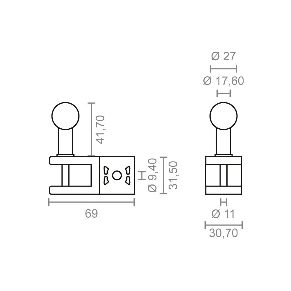 MICEL - 92542 - Juego de soportes de barandilla para toldos, incluye piezas para brazo izquierdo y derecho del toldo, Color negro, 69 x 30,7 x 73,2 mm.