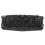MDJEOE A878 114-Key LED Backlit Wired USB Gaming Keyboard with Cracking Pattern Black