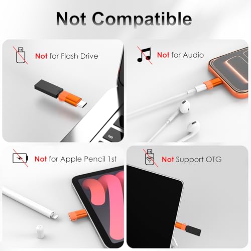 Image of 4 Pack Lightning to USB C Adapter for iPhone 15 /16 /17 /17 Pro Max, for iPhone 17 /16 Charger, Fast Charging & Data Transfer, Type-C Charger Connector Cable, Not for iPencil /Headphones /OTG (Orange)