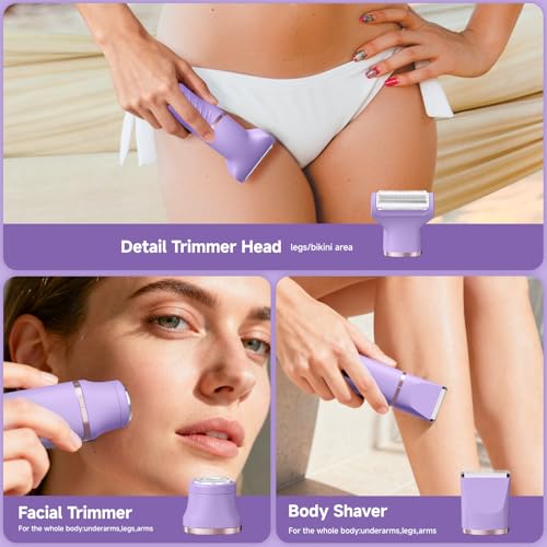 Image of Bikini Trimmer for Women, Tiovara Electric Razor for Private Area, Painless Pubic Hair Trimmer with Charging Dock, IPX7 Waterproof Wet & Dry Lady Shaver for Leg Underarm Arm Body, Gift for Her