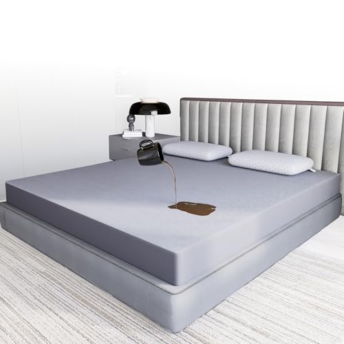 CareFoam 100% Waterproof Premium Cotton Mattress Protector | Breathable and Hypoallergenic Ultra Soft Fitted Bed Protector | Single 72 x 36 Inch, Fits 10 Inch Grey | Small beds Kids Hospital beds