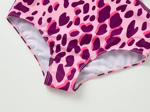 Image of Dvenki Big Girls Asymmetric Cutout Swimsuit Adjustable Straps Sizes 6X-16 | color block, leopard, tropical prints, front lined swimwear, removable pads, suitable for beach, vacation, pool play
