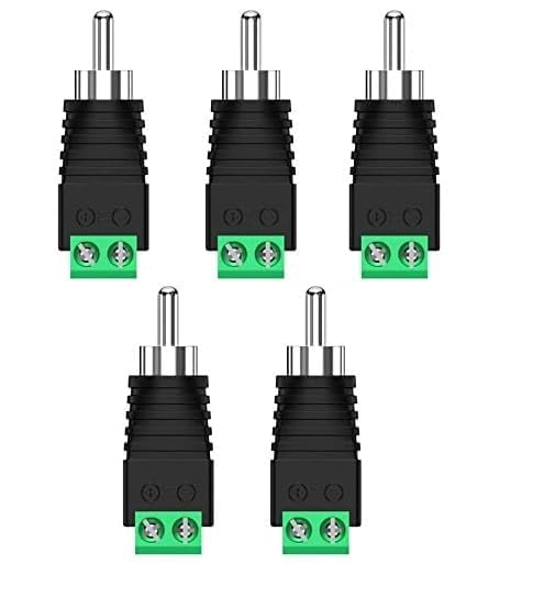 AV Screw Terminal Connector, RCA Phono Male Plug Solderless Audio Video Adapter, Speaker Wire to AV Terminal Converter for CCTV, Amplifier, DIY Electronics & Audio Systems (Pack of 5)-image-31