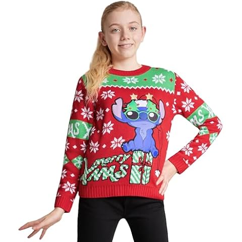 Disney Stitch Knitted Christmas Jumper for Girls Cover