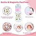 SCOM Reborn Baby Dolls Accessories Set - Rainbow Transparent Magnetic Pacifiers & Removable Reusable Baby Doll Bottles with Silicone Pacifier Clips for Reborn Dolls Girls, Pink Style, 3 Pcs