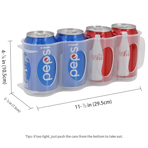 ChasBete-Portable-Soda-Can-Organizer-for-Refrigerator-Shelf-Beer-Can-Holder-Fridge-Storage-Sliding-Rack-Clear-Plastic-2-Pack