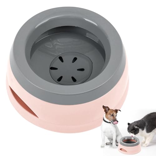 Qianyou Ciotola Acqua Antigoccia 750ML per Cani e Gatti - Portatile, Rimovibile, in Plastica per Viaggi, Rosa