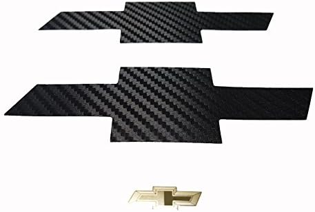 Bricx Grille Trunk Carbon Fiber Bowtie Emblem Wrap Kit 2PC Metal Sticker for 13-2015 Chevy Malibu