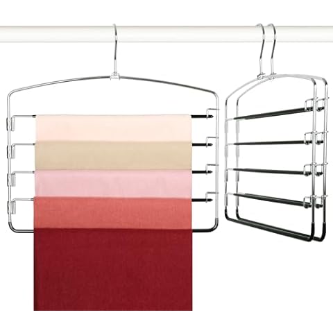TOPIA HANGER Pant Hangers 3 Pack Hanger Space Saving Non Slip 5 Tier Swing Arm Pants Space Saving Hanger Closet Organizer for Pants Trouser Jeans Tie Slack Clothes-CT49B Cover