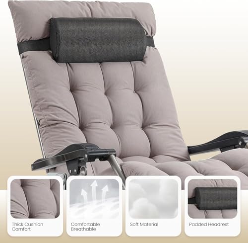 Image of Recliner Chair with Upgraded Adjustable Lock and Removable Cushion with Headrest for Garden Indoor Outdoor