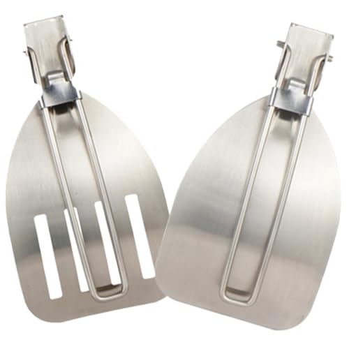 LEDMOMO 2個 アウトドア折りたたみ式スパチュラ点 ステンレス製軽量調理ツール キャンプ 家 レストラン対応 滑らか仕上げ 耐錆加工 便利収納