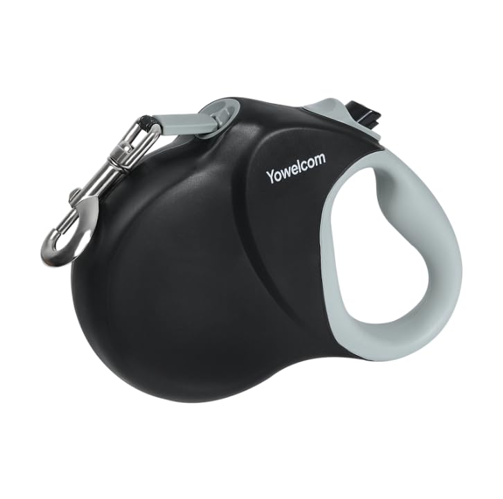 Retractable Dog Leash Strong Nylon Tape 26Ft Reflective Stitch for Night Walking One-Handed Brake Anti-Slip Handle