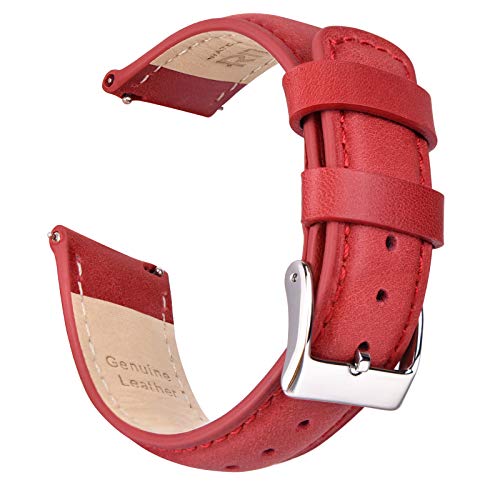 Ritche Genuine 22mm Leather Watch Band Classic Vintage Quick Release Watch Bands for Men Women Compatible with Timex Expedition Fossil Seiko Red Watch Strap, White Elephant Gifts, Stocking Stuffers for Men, Father's Day gifts
