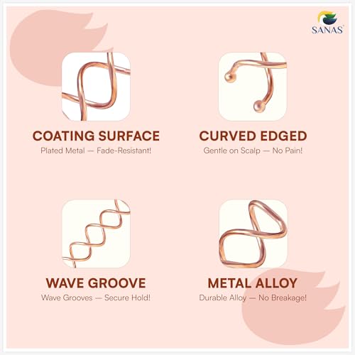 Image of Sanas Hair Pins for Hair Styling (10Pcs) U Pin for Hair Clips for Hair Styling Hair Pins for Women Wedding Girls Juda Pins For Hair Bun Accessories & Clips for Women Spiral U Pin (10Pcs) (Copper)