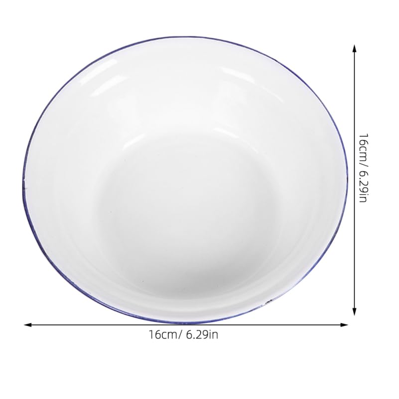 Tazón esmaltado retro blanco 6.29 in para cocina miniatura 7