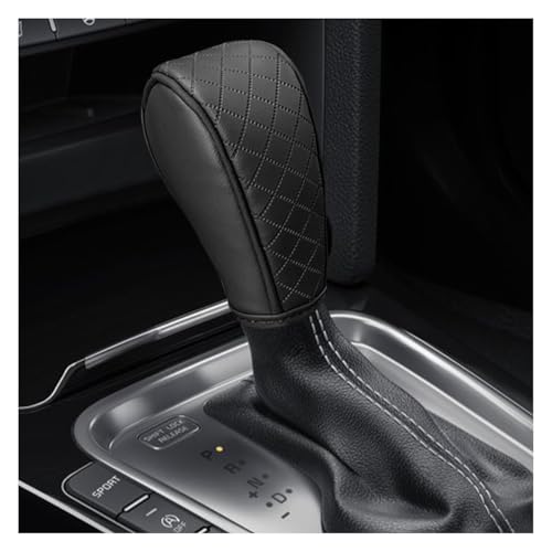 DUSCOKE Leather Car Gear Shift Knob Cover, Anti-Slip Breathable Car Shifter Lever Cover, Automatic Shift Knob Handle Protector, Universal Auto Interior Decorative Accessory for Sedan, SUV (Black)