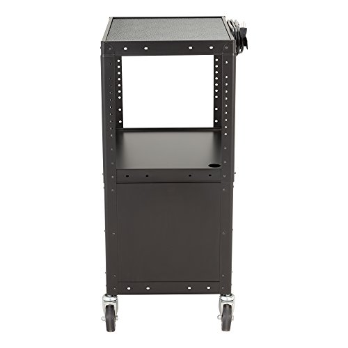 Norwood Commercial Furniture NOR-GNO1010-SO Adjustable Metal AV Cart with Locking Cabinet & Power