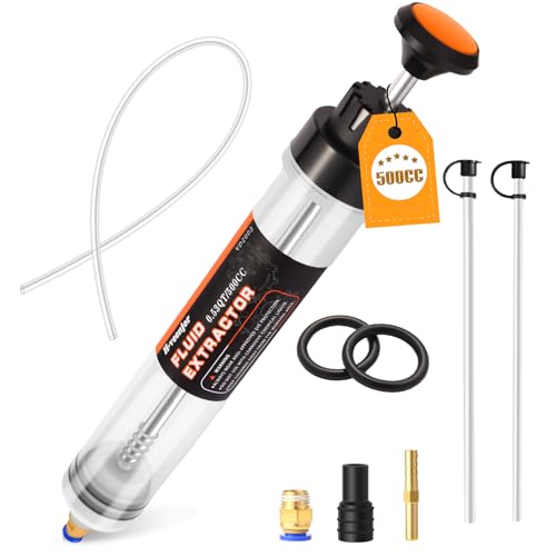 H-veenjor 500 CC Automotive Fluid Extractor Pump, Oil Change Syringe with Extra 32' Soft Hose & Two...