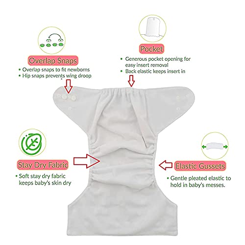 Image of All-in-One Washable Baby Cloth Diaper Set Pocket Diaper - Freesize Adjustable, Washable and Reusable pocket cloth diaper for day time use (7 Diaper (No insert included))