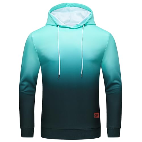 Satankud Men's Gradient Casual Pullover Hoodie Long Sleeve Athletic Hooded Sweatshirts - Main Image