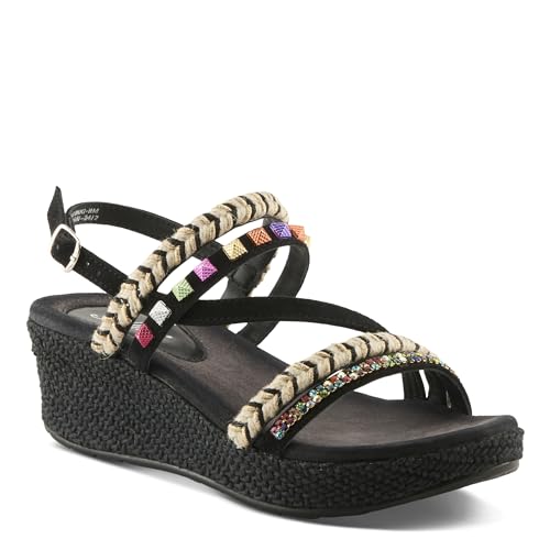 Azura Women's HUGBUG Wedge Sandals - Suede, Jeweled Upper, Adjustable Buckle, Made in India2