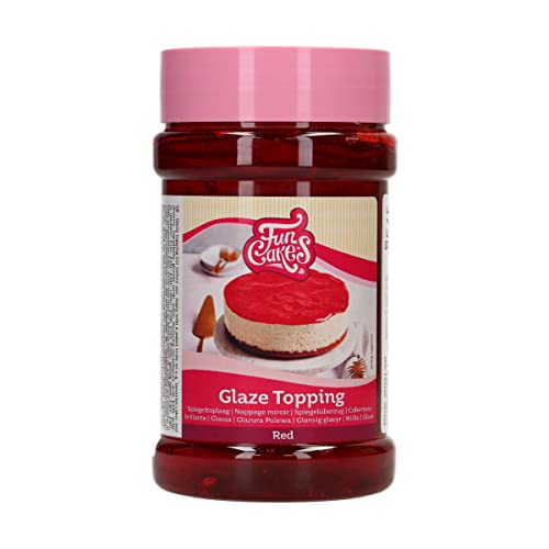 FunCakes Glaze Topping Erdbeere: Cake Topping, großartiger Geschmack, perfekt zum Dekorieren von Kuchen, Dessert Topping. 375 g.