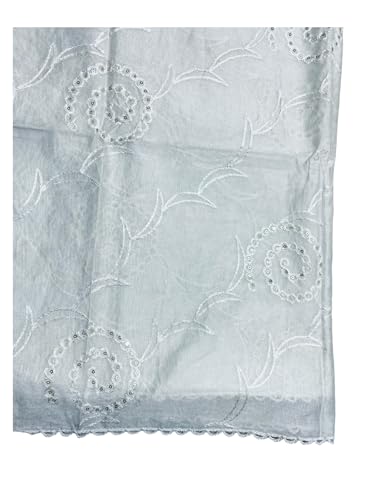 Image of LKC WOMEN'S SEQUENCE EMBROIDERED SELFDESIGN SOFT COTTON CHANDERI DUPATTA