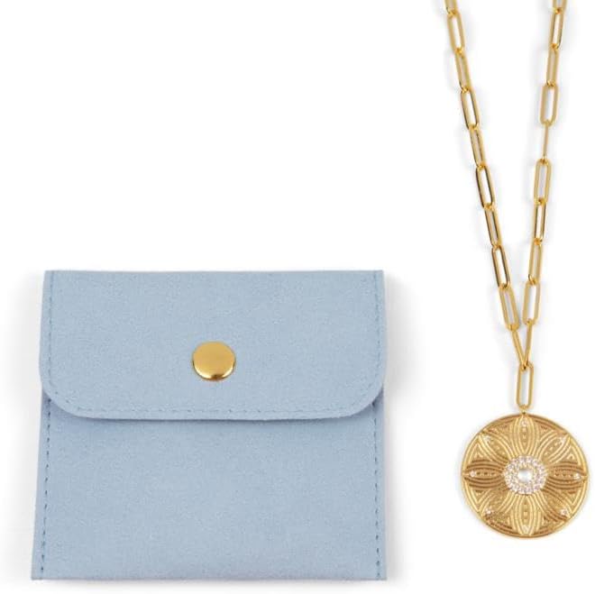 G&C Designs 30" Paper Clip Chain Necklace, 14K Gold Plated brass, Cubic Zirconia Lotus Flower Pendant.