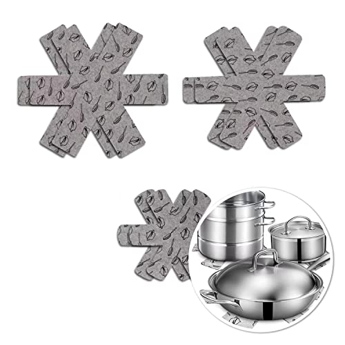 Protection Casseroles, Protège-Poêle en Feutre,6 Pièces Poele Protection,3 Tailles différentes (38/36/26 cm) - Protection de séparation des casseroles pour séparer Les casseroles et Les poêles Gris