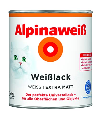 Alpinaweiß Weißlack – extra matt – Universallack für den Innen- und Außenbereich – hochdeckend, wetterbeständig & schnelltrocknend – für optimale Lackier-Ergebnisse – 750 ml