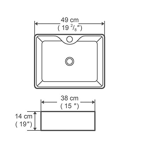 White Bathroom Sink Above Counter Ceramic Bathroom Vanity Sink Bathroom Sink Art Basin (19-1/4 Rectangle) - Thumbnail 6