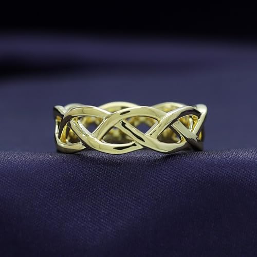 Celtic Knot Eternity Wedding Band Ring for Women, 14K Gold Plated 925 Sterling Silver, Engagement Promise Ring, Unique Celtic Jewelry Gift3