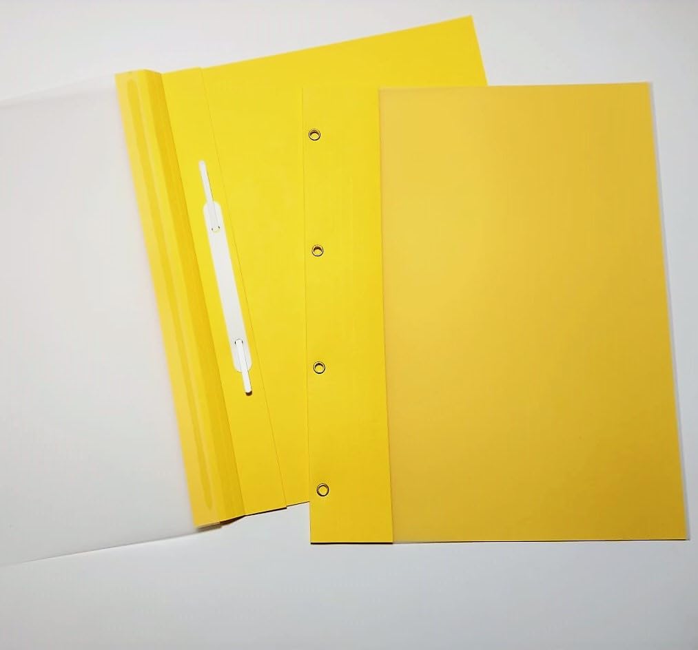Präsentationsmappen DIN A4, 4-Loch-Abheftung, 100 Blatt Kapazität, Lederoptik, Gelb, 100 Stück