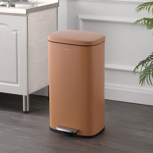 Image of happimess Curtis 8 Gal Step Trash Can Soft Close 25 inch, Clay Rose