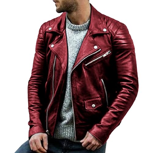 Manteau en similicuir délavé homme veste ajustée col blazer 4XL